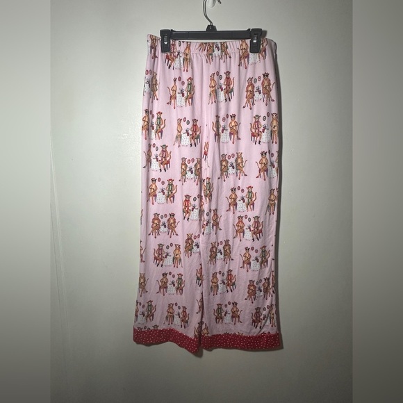 Pink Pajama Pants with Red Polka Dot Trim and Cheetah Novelty Print Size Large - Picture 5 of 7